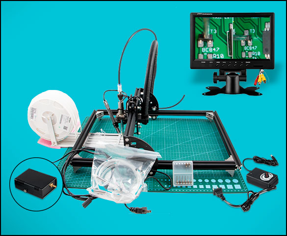 Manual pick and place machine with 2 AV microscopes and a 9 inch AV monitor