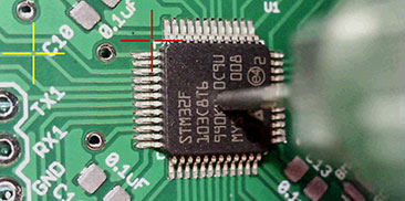 PSE-20 manual pick and place machine, view from the microscope